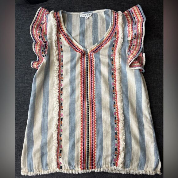 THML Blue and Pink Flutter Sleeve Blouse Size Medium - Picture 8 of 13